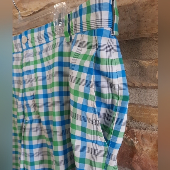 Nike Golf Dri Fit Shorts Multicolored Plaid Blue Green Mens Size 36.    READ - Picture 2 of 15
